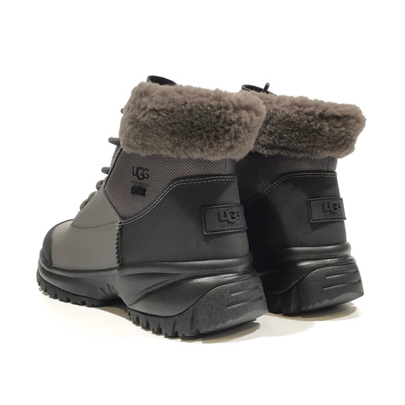 UGG YOSE FLUFF WATERPROOF SNOW BOOTS -SLATE GRAY TEXTILE /LEATHER -WOMEN’S US 10 - Picture 2 of 7